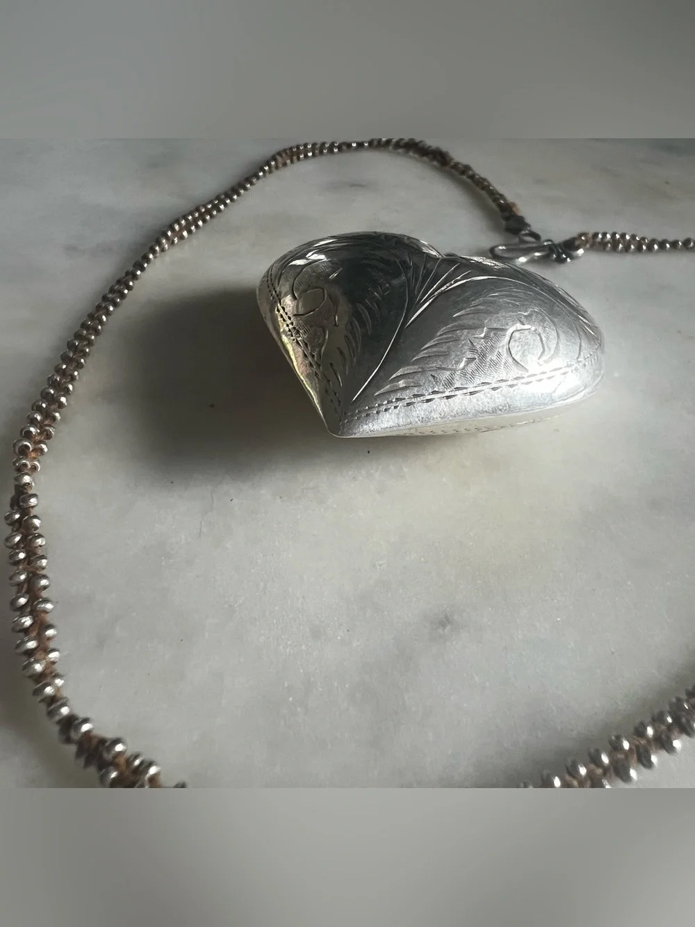 Vintage Sterling Silver Oversized 2” Puffy Heart Necklace 925 Statement 22g - Picture 8 of 16